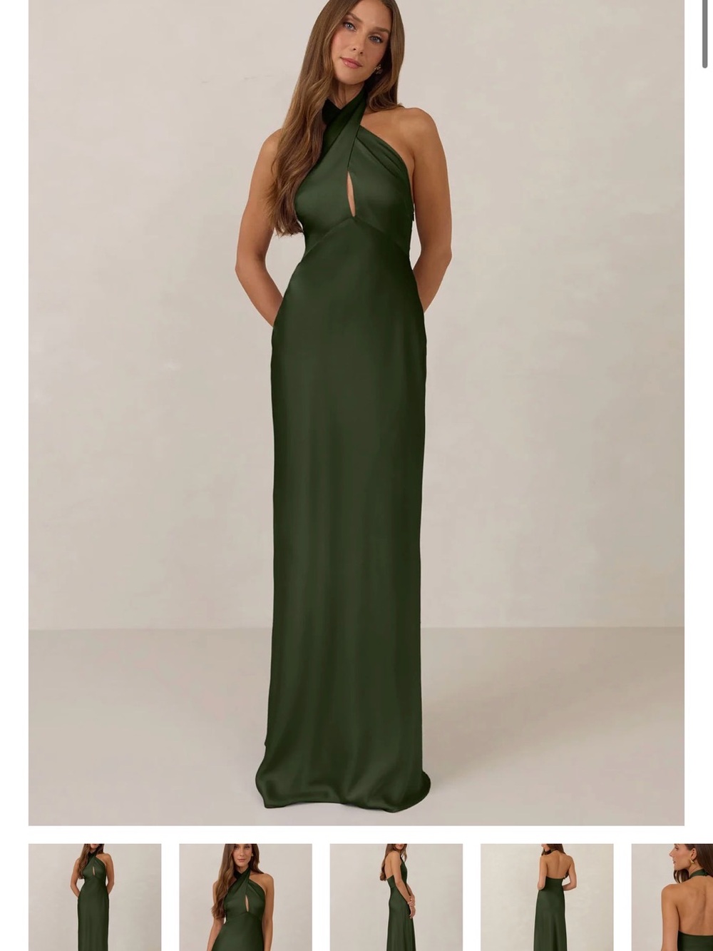 Park & Fifth Twisted Halter Maxi Dress in Olive